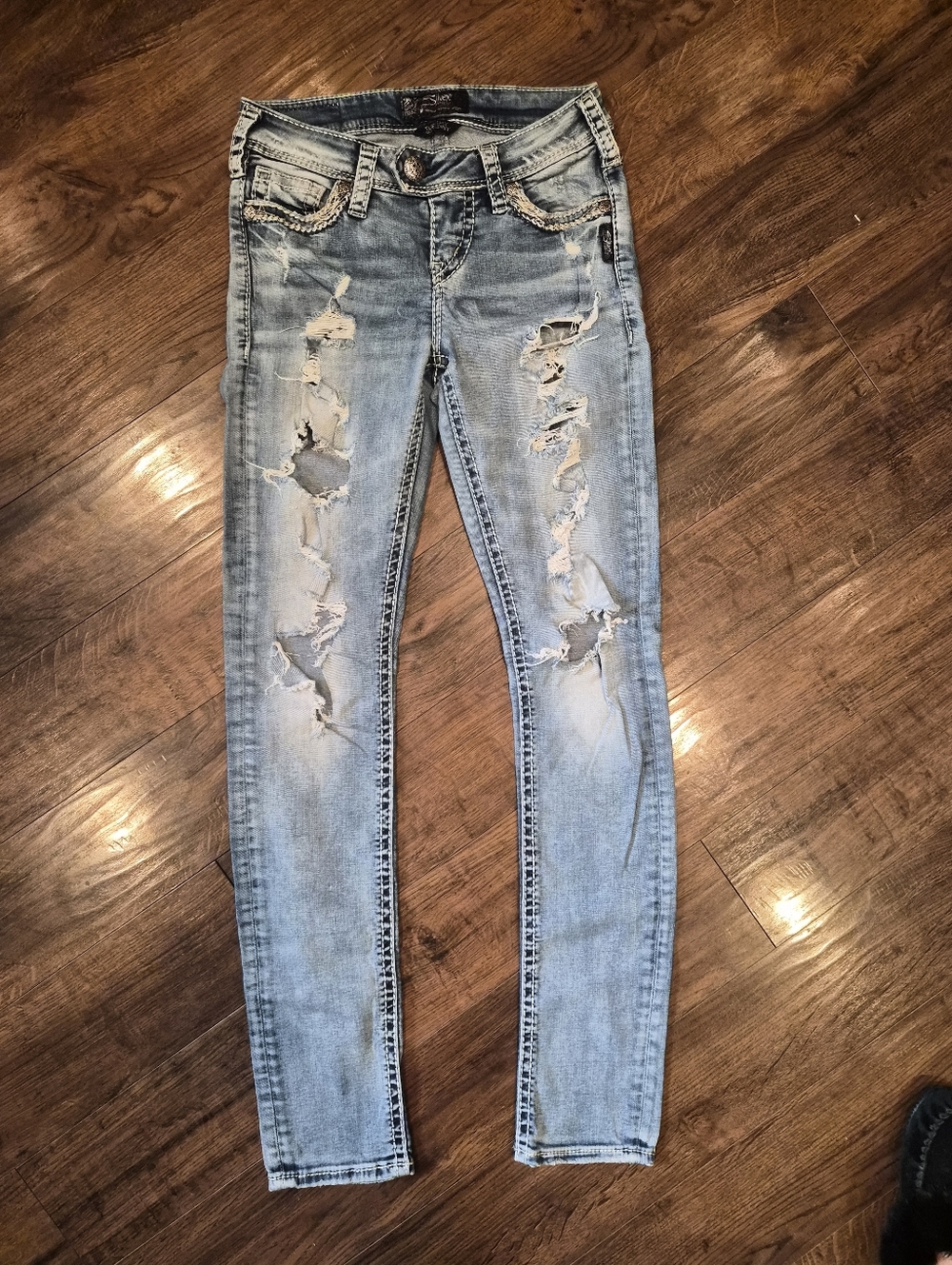 Silver Tuesday Distressed Skinny Jeans